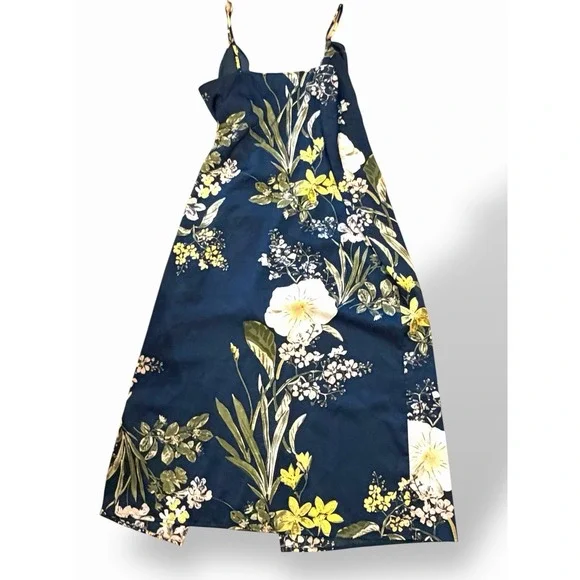 Lulus Y2K Blue Floral Slip Dress XL Spaghetti Strap Maxi Retro 90s Glam Slit - Picture 5 of 13